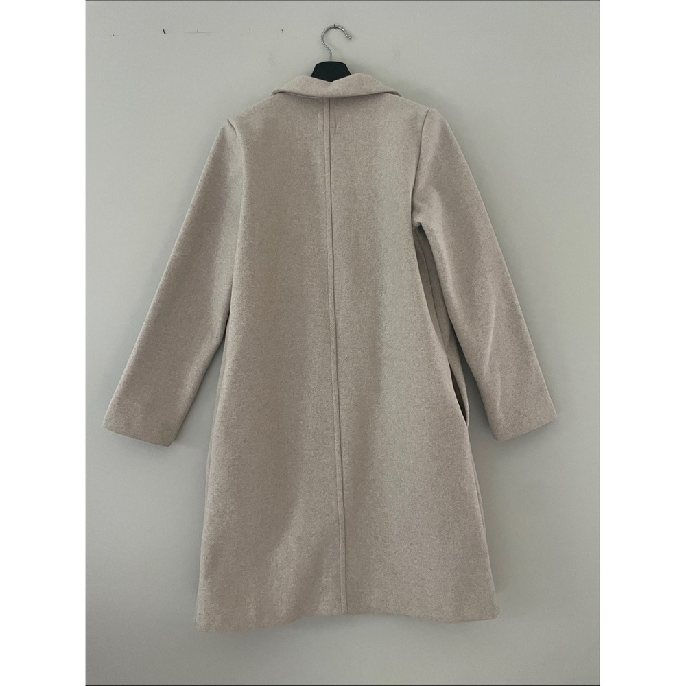 Zara Coat Oatmeal Beige Soft Marl Open Front Medium Longline Minimalist Jacket - Picture 13 of 15